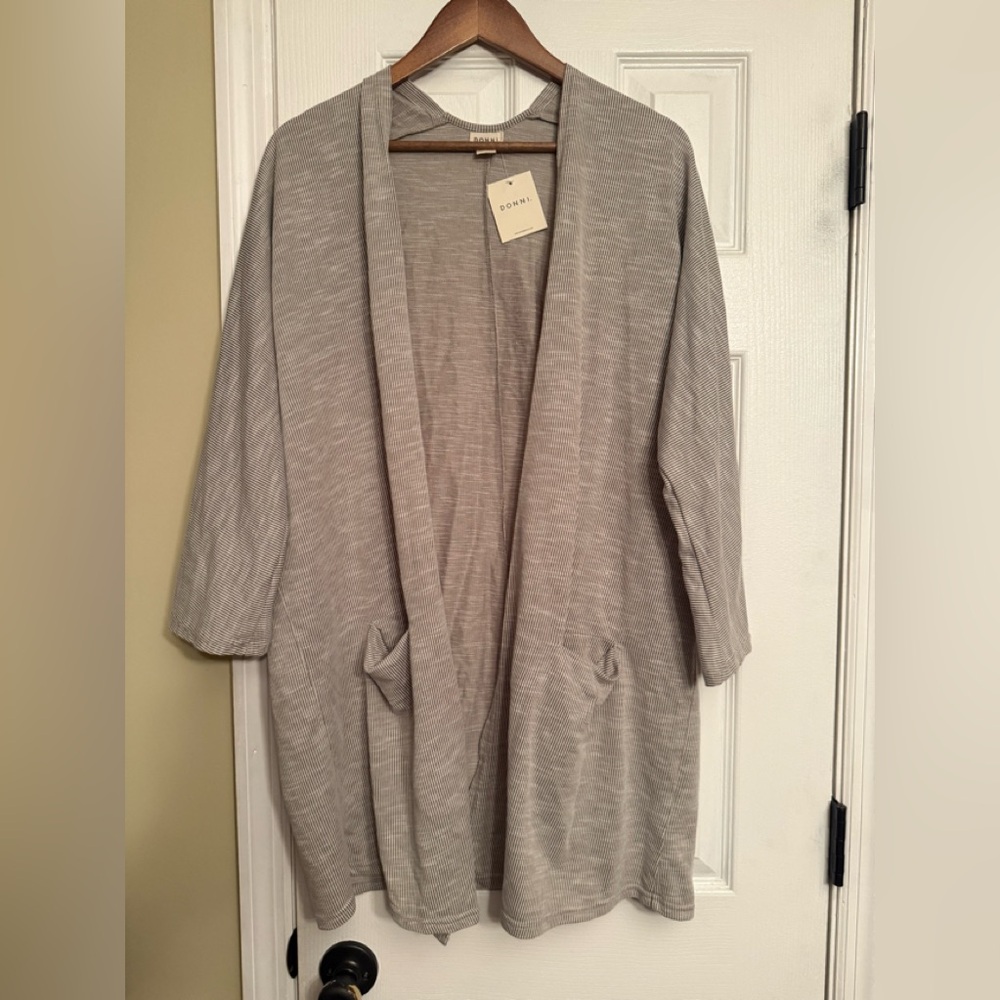 New DONNI. Textured Gray Cardigan medium large $68 Anthropologie